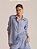 Camisa Sueli Fio Tinto Crinkle Listrada Azul e Off White - Imagem 1