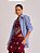 Camisa Sueli de Fio Tinto Crinckle Listrada Azul e Off White - Imagem 1