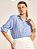 Camisa Sueli de Fio Tinto Crinckle Listrada Azul e Off White - Imagem 4