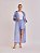 Coordenado Ligia de Fio Tinto Crinckle Listrado Azul e Off White - Imagem 1