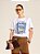 T-shirt Mayra de Malha Estampada Beach Stripes Branca - Imagem 1