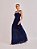 Vestido Longo Julia de Tricot Rendado Floral Marinho - Imagem 3