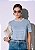 T-Shirt Malha Malu Listra Azul com Off White - Imagem 1