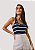 Regata Canelada Lucia Listrada em Azul Marinho e Off White - Imagem 5