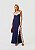 Vestido Longo Jacquard Pamela Azul Marinho - Imagem 1