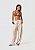Calça Cotton Listrada Tina Off White com Bege - Imagem 1