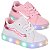 Tenis Infantil Feminino Luzinha de Led Meninas Rosa Branco - Imagem 1