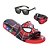 Kit Verão Chinelo Infantil Meninos De Luz Led Aranha Com Pulseira E Óculos - Imagem 1
