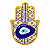 Hamsa de Porcelana Olho Grego e Flores - Enfeite de Parede - Imagem 1