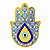 Hamsa de Porcelana Olho Grego e Flores Azuis - Enfeite de Parede - Imagem 1