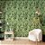 Papel de Parede Floral Folhas Verdes e Fundo Verde - Imagem 1