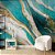 Papel de Parede Mármore Líquido Azul Turquesa, Branco e Dourado - Imagem 1