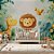 Papel de Parede Safari Elefante, Leão, Girafa e Passarinho - Imagem 3