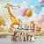 Papel de Parede Safari Girafa e Seus Amigos no Trenzinho 2 - Imagem 1