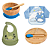 Kit Bambu Introdução Alimentação BLW Bebê Infantil c/ Pratinho Bowl Babador (menino foca) c/ 4 peças - Imagem 1