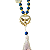 Mini Terço Azul com Pingente do Espírito Santo em Coração e Tassel - Imagem 2