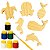 Kit Pintura Infantil Animais Marinhos em Madeira 6 Tintas 1 Pincel Brinquedo Educativo - Imagem 1