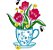 Matriz Bordado Xícara Com Flores - Imagem 6