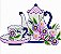 Matriz Bordado Jogo De Chá Com Flores Para Pano De Prato - Imagem 1