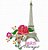 Matriz Bordado Paris Com Flores - Imagem 1