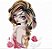 Matriz Bordado Lindas Meninas Perfil Com Flores - Imagem 2