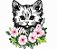 Matriz Bordado Almofada Gatinho Com Flores - Imagem 3