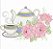Matriz Bordado Pano De Prato Jogo De Chá E Café Com Rosas - Imagem 2