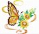 Matriz Bordado Borboleta Com Flores Delicadas Rippled - Imagem 1