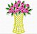 Matriz Bordado Flores No Vaso - Imagem 3