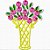 Matriz Bordado Flores No Vaso - Imagem 1