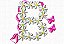 Matriz Bordado Alfabeto Borboleta Com Flores - Imagem 2