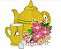 Matriz Bordado Bule Com Flores - Imagem 1