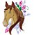 Matriz Bordado Cavalo Lindo Com Flores - Imagem 2