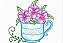 Matriz Bordado Xícara Com Flores Rippled - Imagem 2