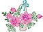 Matriz Bordado Vaso Com Flores Contorno - Imagem 1