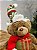URSO MARROM NATALINO SENTADO VERDE E VERMELHO 26CM - Imagem 3