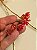 FESTÃO DECORATIVO ARAMADO DOURADO COM FLORES DE CRISTAL VERMELHO 1,20CM - Imagem 4