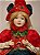 BONECO PIERROT SENTADO A CORDA VERMELHO E VERDE 42,5CM - Imagem 3