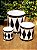TRIO DE TAMBOR DECORATIVO EM METAL BRANCO E PRETO - Imagem 4