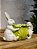 COELHA BRANCA COM FILHOTE REPOLHO VERDE 27,8CM - Imagem 4