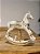 CAVALO DE BALANÇO DECORATIVO EM RESINA BRANCO E OURO 18CM - Imagem 1