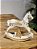 CAVALO DE BALANÇO DECORATIVO EM RESINA BRANCO E OURO 18CM - Imagem 4