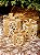 TRIO DE CAIXAS DE PRESENTES ARAMADO RATTAN BRANCO E OURO COM LED WARM - Imagem 1
