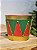 VASO TAMBOR EM METAL DECORATIVO VERMELHO E VERDE 18CM - Imagem 1