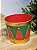VASO TAMBOR EM METAL DECORATIVO VERMELHO E VERDE 18CM - Imagem 2