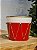 VASO TAMBOR EM METAL DECORATIVO VERMELHO E BRANCO 18CM - Imagem 1