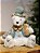 URSO BRANCO SENTADO AZUL E VERDE 31CM - Imagem 1