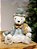URSO BRANCO SENTADO AZUL E VERDE 31CM - Imagem 5