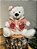 URSO BRANCO SENTADO VERMELHO E BRANCO 24CM - Imagem 2