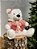 URSO BRANCO SENTADO VERMELHO E BRANCO 24CM - Imagem 3